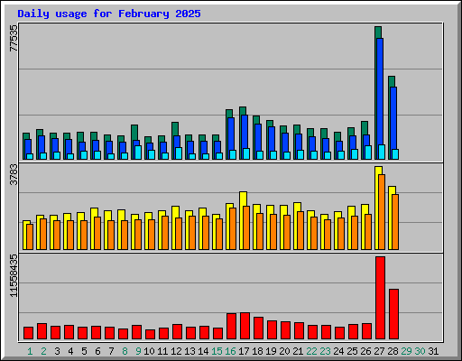 Daily usage for February 2025